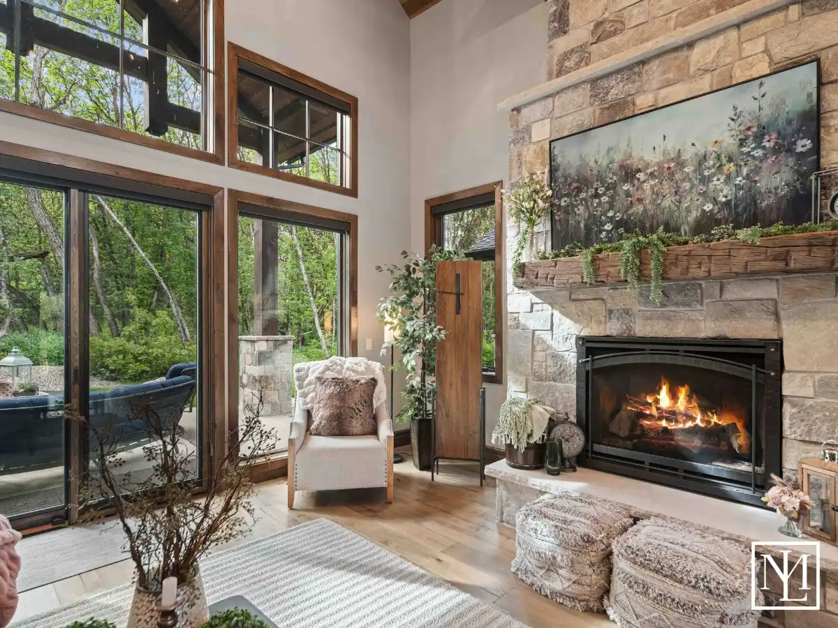 1156 N Valley View Drive Great Room Stone Fireplace