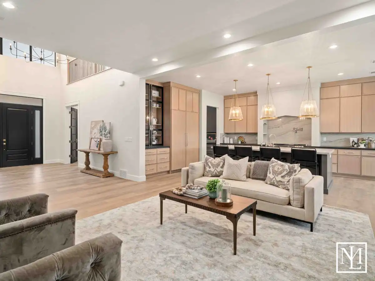 387 S 7900 St. #13 Huntsville, Utah 84317 Home's Living Room To Kitchen View in Sage Community