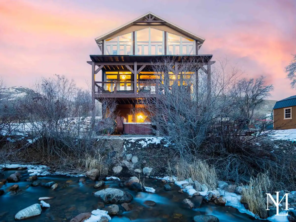 4489 N Powder Mountain Rd Eden, Utah 84310 Back Exterior at Twilight