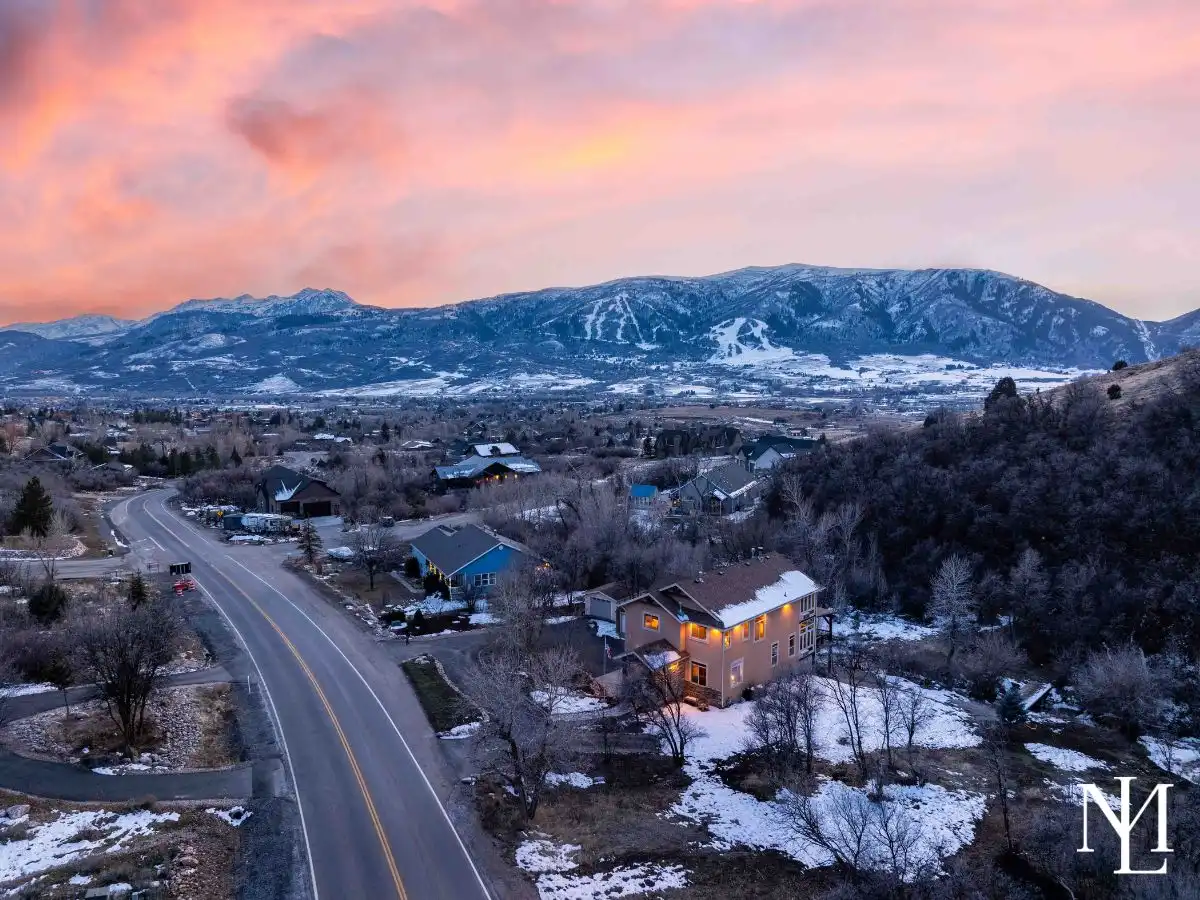 4489 N Powder Mountain Rd Eden, Utah 84310 Aerial View at Twilight