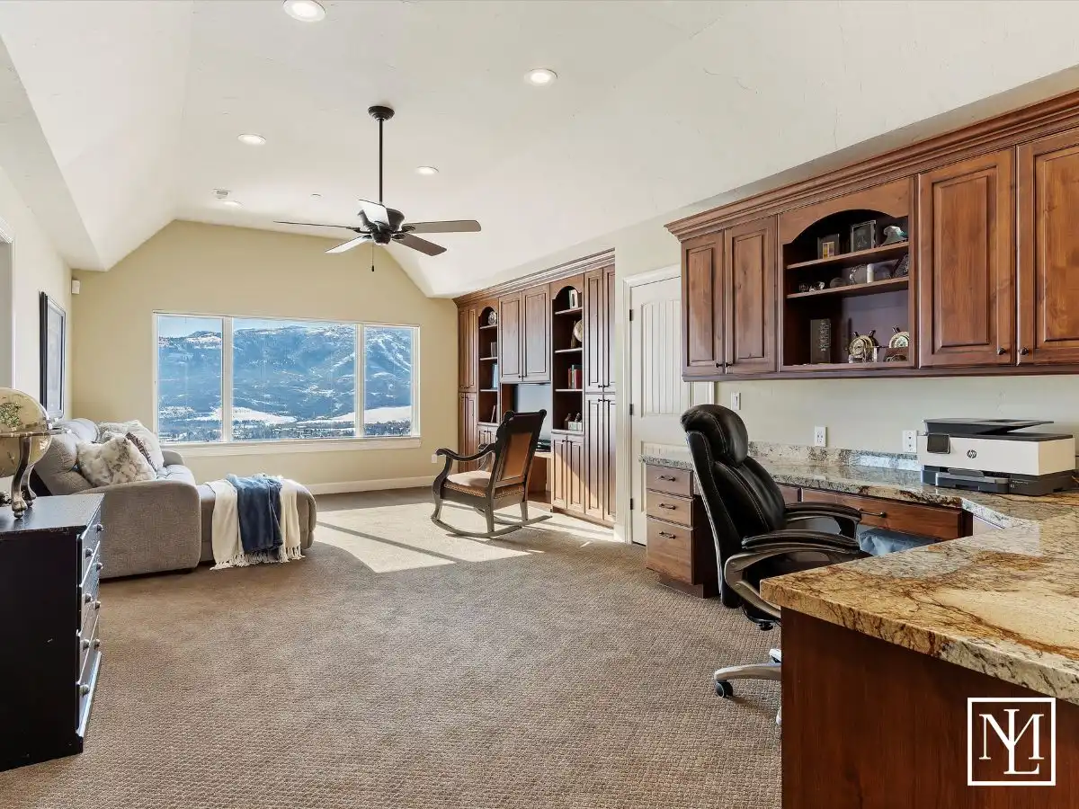 Sunny upstairs flex room and office in spacious home of 5932 E Big Horn Pkwy in Eden, UT