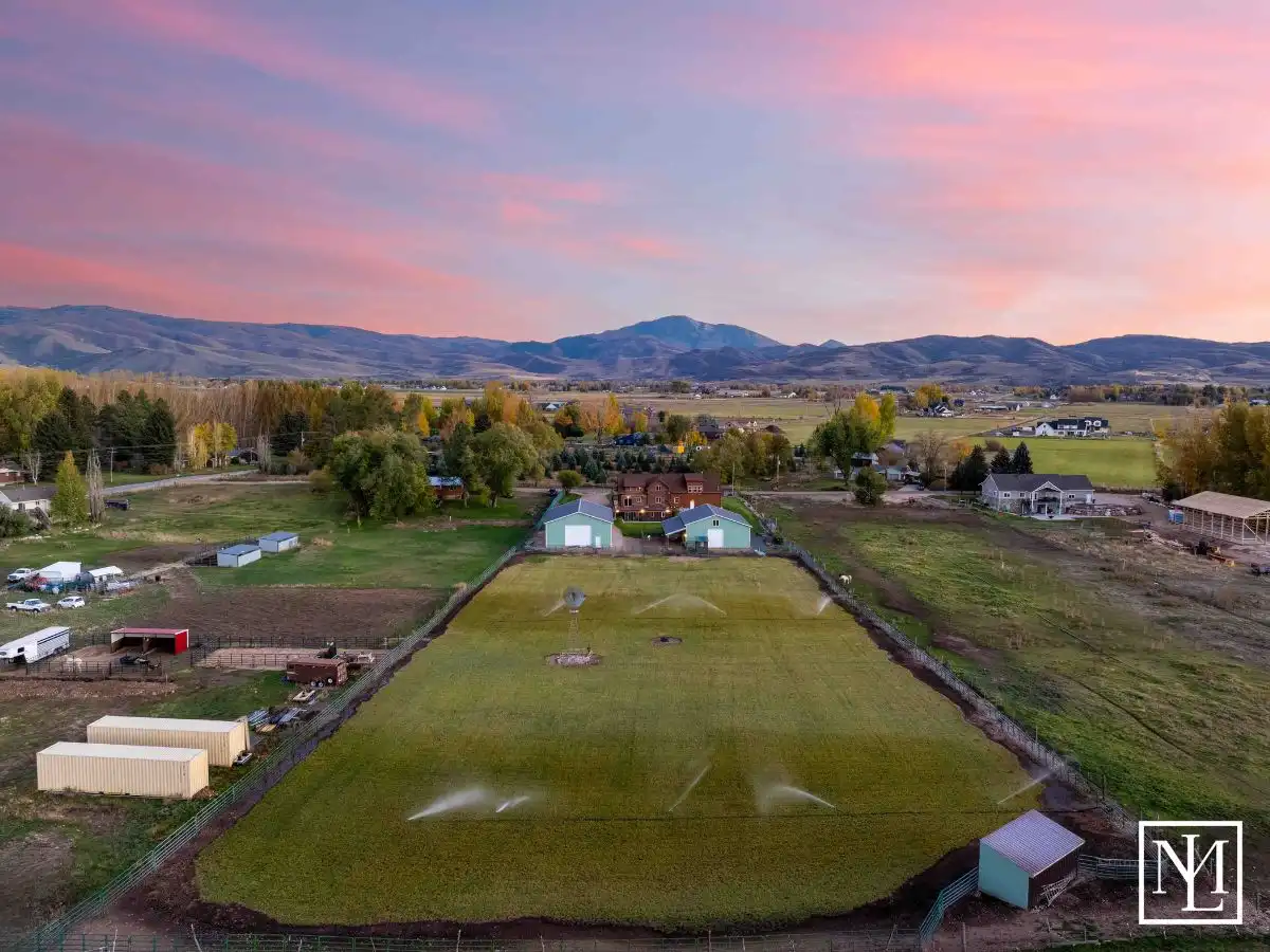 7768 E 1075 N Huntsville, UT Log Home Exterior Aerial View