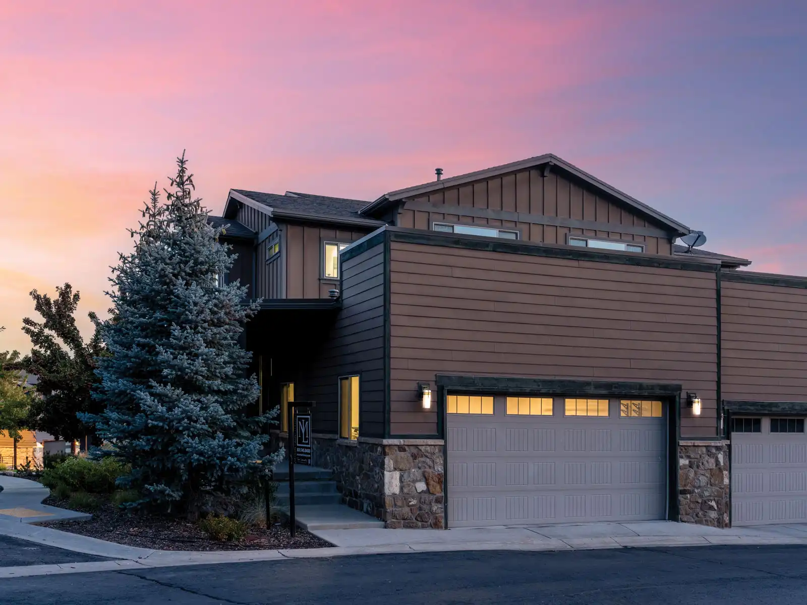 Edgewater lakefront condo at twilight.