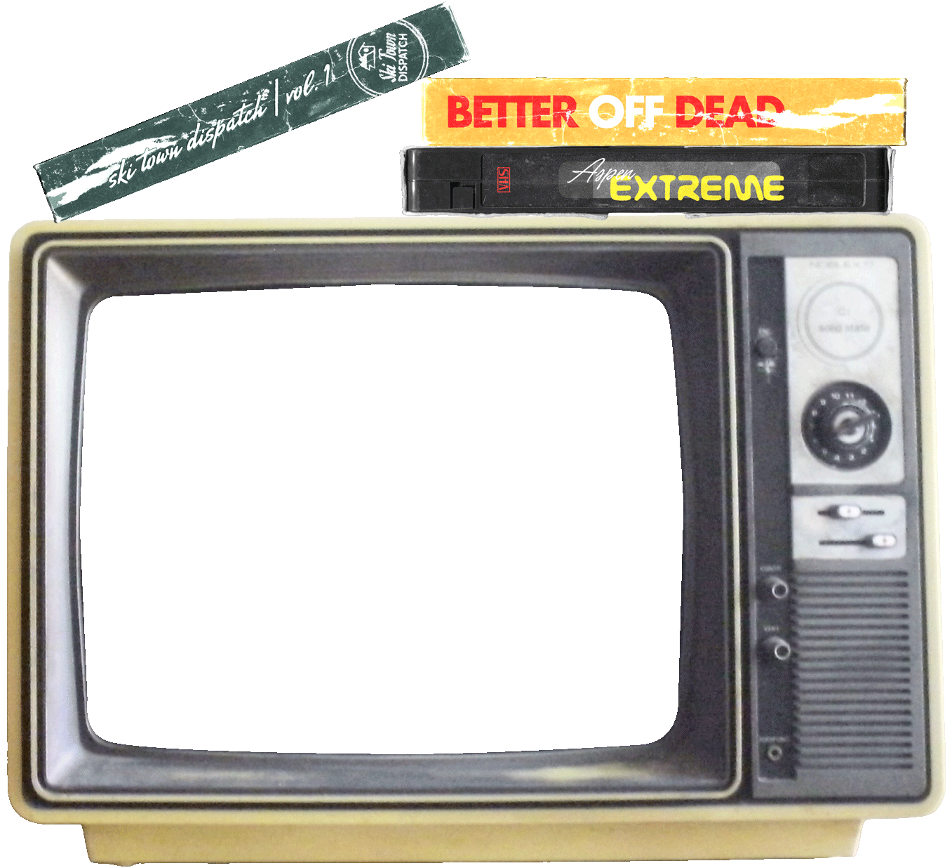 Vintage TV frame with transparent screen area