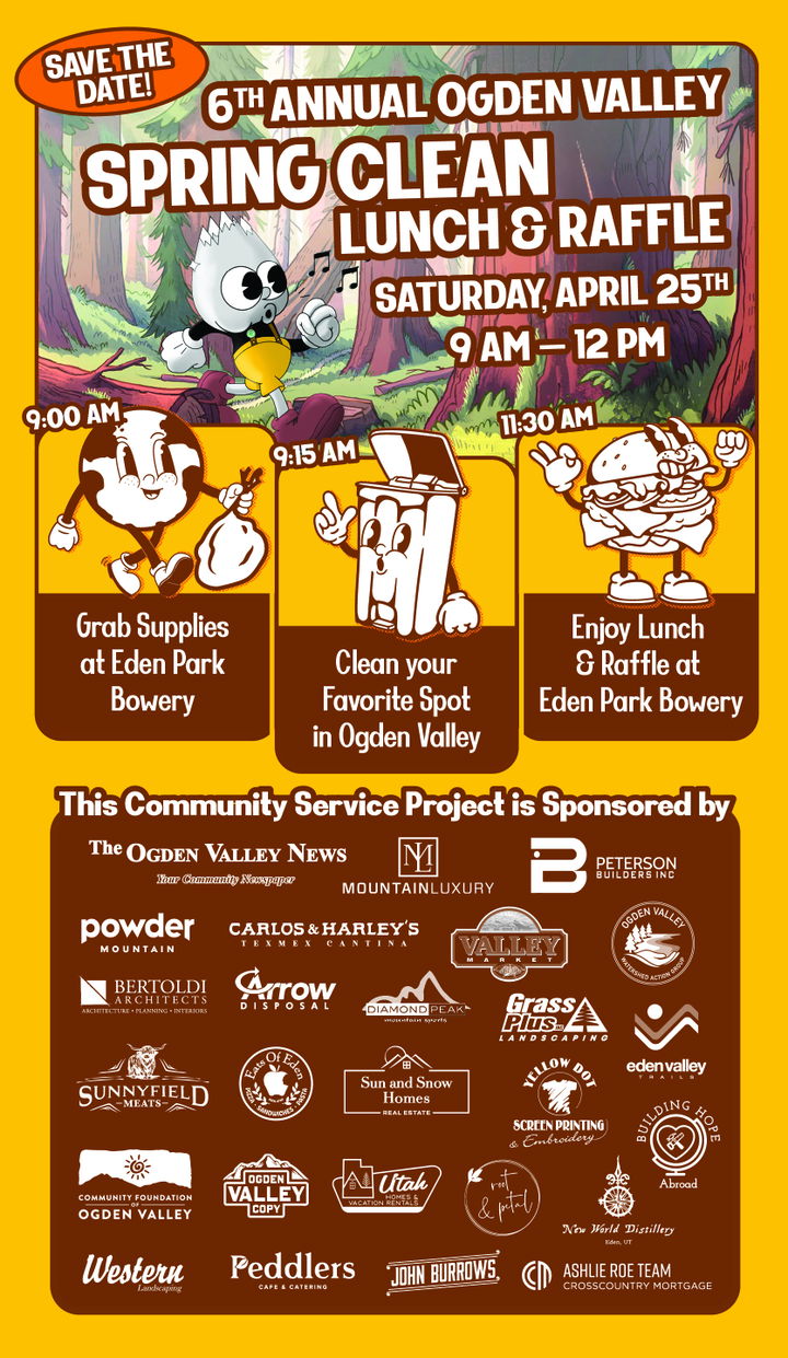 6th Annual Ogden Valley Spring Clean Lunch & Raffle, April 25th | 9 am – 12 pm