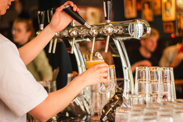 Beer on tap at local brewery