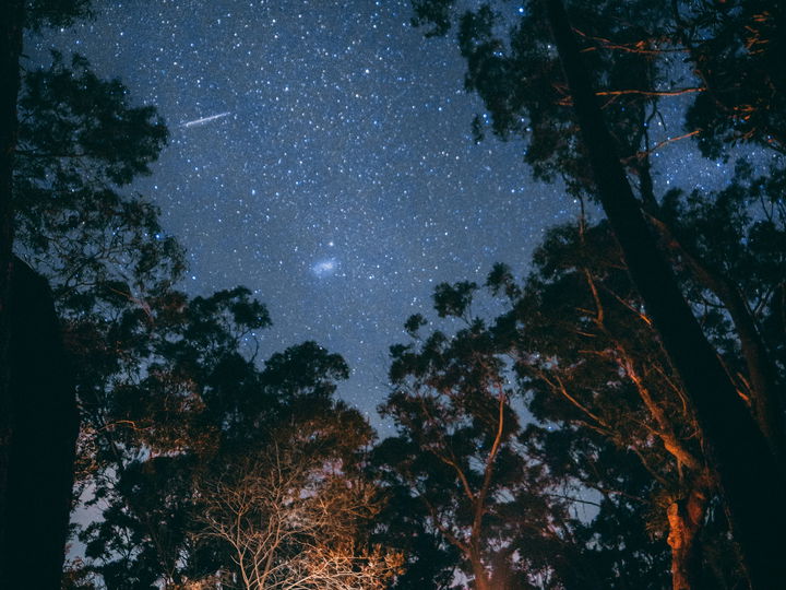 Camping under a starry sky
