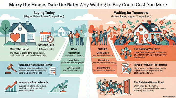 Info Graphic on waiting on high interest rates or buying now