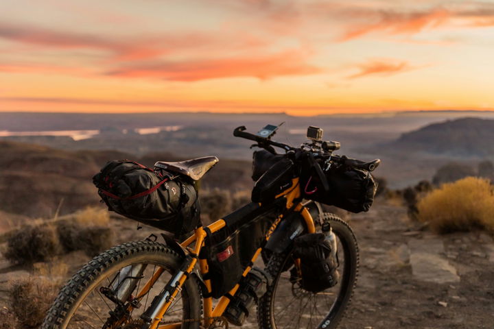 Mountain bike overlooking valley